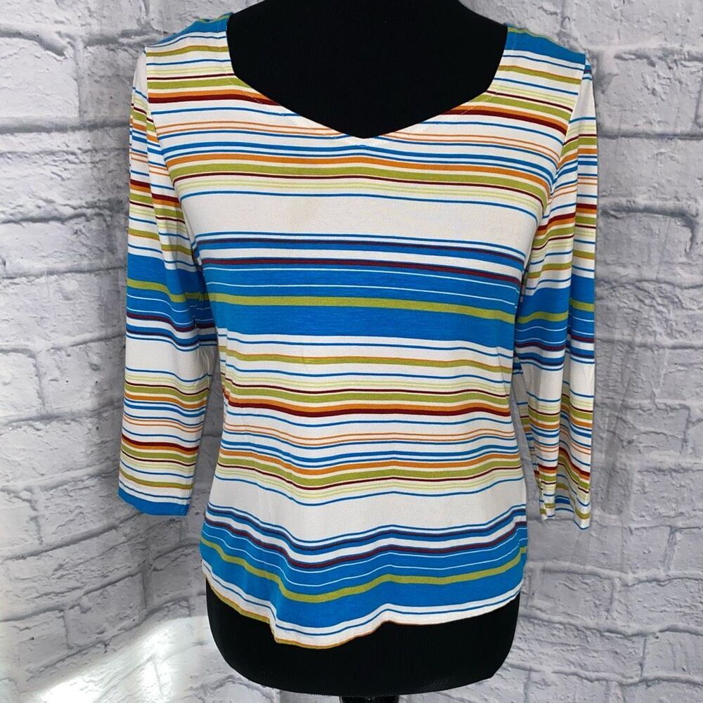 Cynthia max scoopneck long sleeve stripe top sz medium